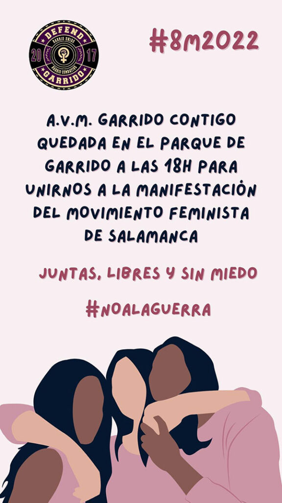 Cartel Manifestación feminista 8M Salamanca Garrido contigo